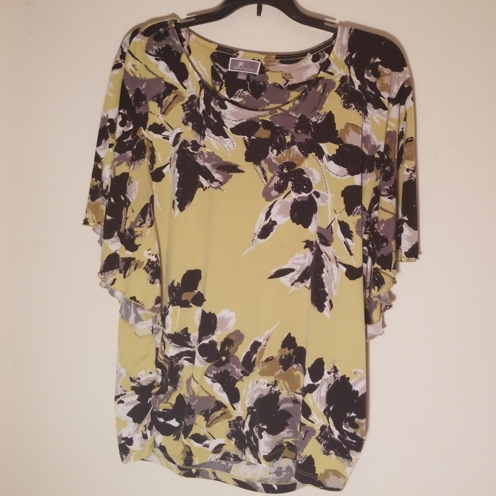 JM COLLECTION  Size Lg Kiwi green w blk w sequins